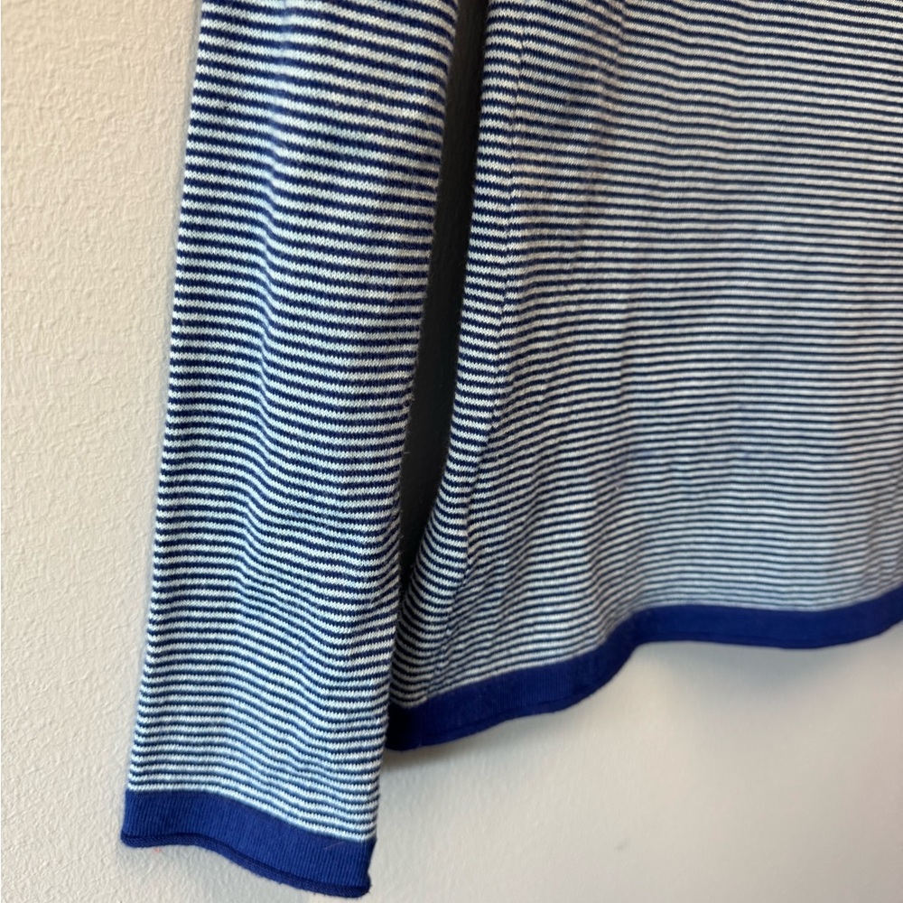 Title Nine Synergy Rolled Turtleneck Lightweight Sweater - Blue Stripe - Small - Picture 6 of 9